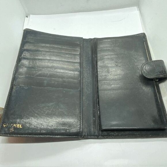 Authentic Vintage Chanel Black Caviar Leather Long Designer Wallet - Picture 10 of 16